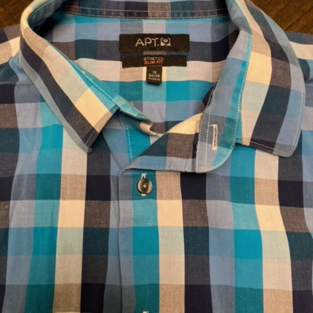 Men Apt. 9 Plaid Shirt Stretch Slim Fit